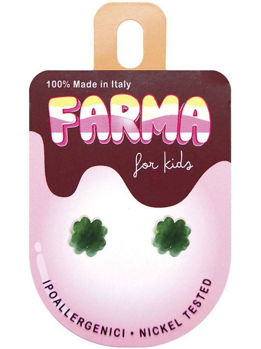 FARMA BIJOUX - Υποαλλεργικά Παιδικά Σκουλαρίκια Kids Ακρυλικό Τριφύλλι Πράσινο 8mm 1 Ζευγάρι