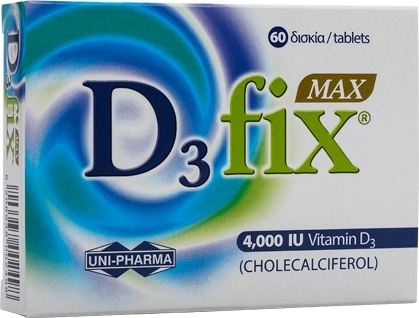 UNI-PHARMA - D3 Fix Max 4000iu Συμπλήρωμα Βιταμίνης D3 60 ταμπλέτες