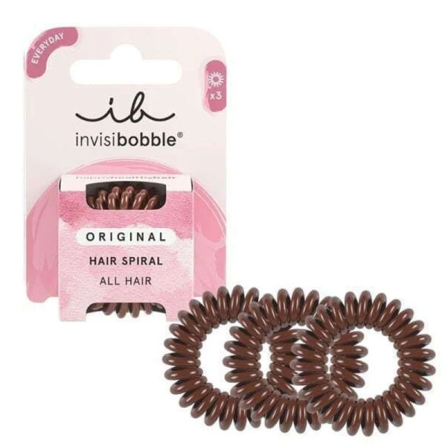 INVISIBOBBLE - Original Hair Spiral Pretzel Brown Λαστιχάκια Μαλλιών Καφέ 3τμχ