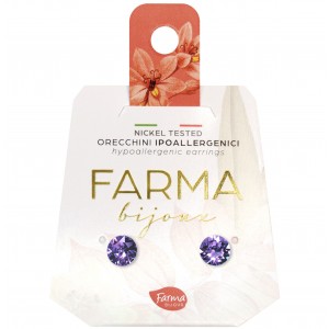 FARMA BIJOUX - Υποαλλεργικά Σκουλαρίκια Κρύσταλλα Μωβ 6,2mm (BE65C108) 1 Ζευγάρι