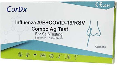 CORDX - Τριπλό Τεστ, Covid-19, Iού Γρίπης A/B, & Rsv (Ιός Ανώτερου Αναπνευστικού), Ταχείας Ανίχνευσης Αντιγόνων με Ρινικό Δείγμα 1τμχ