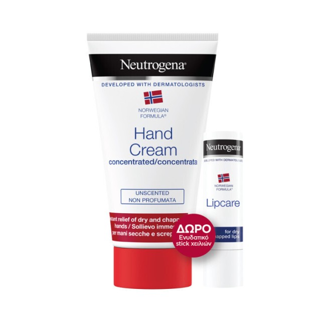 NEUTROGENA - Promo Norwegian Formula Εντατική Φροντίδα Χεριών & Χειλιών Συμπυκνωμένη Κρέμα Χεριών χωρίς Άρωμα 75ml & Lipcare Ενυδατικό Στικ Χειλιών 4,8g