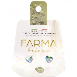 FARMA BIJOUX - Υποαλλεργικά Σκουλαρίκια Κρυστάλλινες Καρδιές Ιριδίζον 8mm (BE172C20) 1 Ζευγάρι