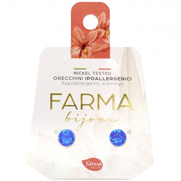 FARMA BIJOUX - Υποαλλεργικά Σκουλαρίκια Κρύσταλλα Γαλάζια 6,2mm (BE65C109) 1 Ζευγάρι