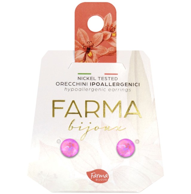 FARMA BIJOUX - Υποαλλεργικά Σκουλαρίκια Κρύσταλλα Φούξια 6,2mm (BE65C106) 1 Ζευγάρι
