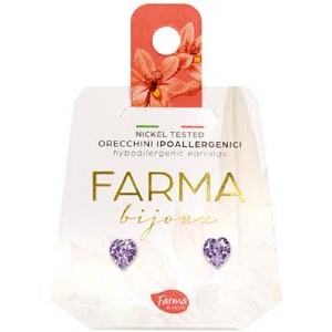 FARMA BIJOUX - Υποαλλεργικά Σκουλαρίκια Κρεμαστή Καρδιά Απαλός Αμέθυστος 5mm (BE30C26) 1 Ζευγάρι