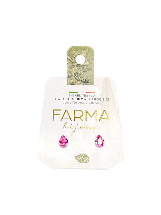 FARMA BIJOUX - Υποαλλεργικά Σκουλαρίκια Σταγόνα Ροζ 6mm (BE47C27) 1 Ζευγάρι