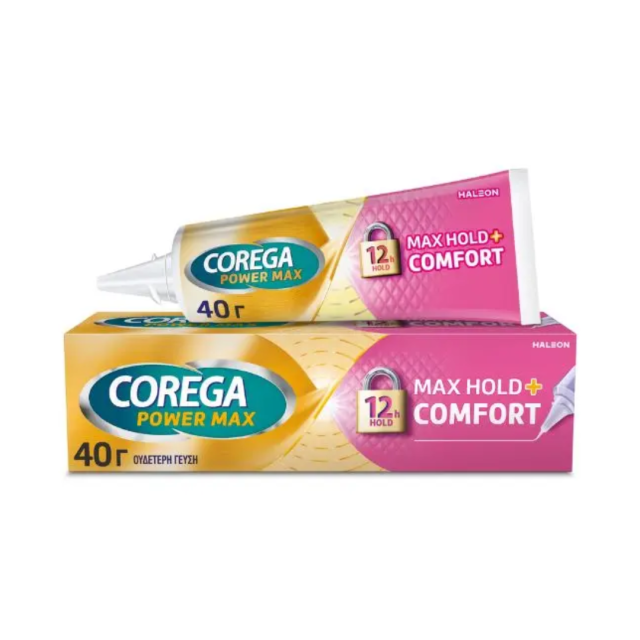 COREGA - Max Hold+Comfort - Στερεωτική Κρέμα Τεχνητής Οδοντοστοιχίας για έως και 12 ώρες Συγκράτησης 40gr