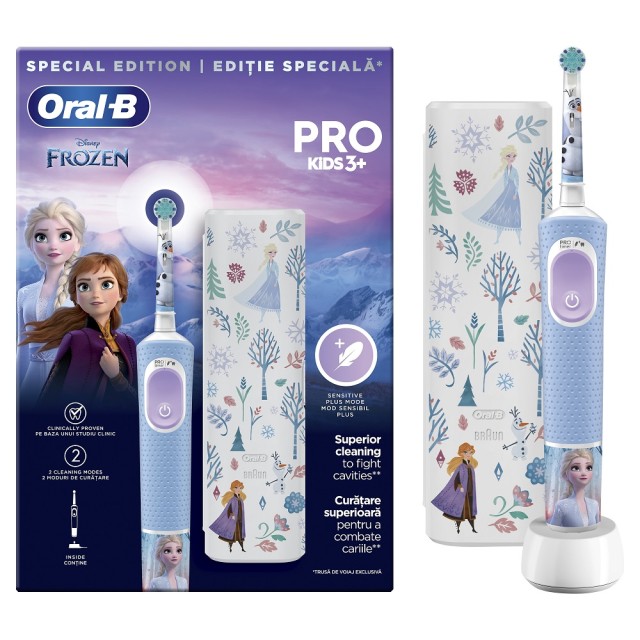ORAL-B -  Kids Pro Ηλεκτρική Οδοντόβουρτσα Frozen με Θήκη Ταξιδίου για Παιδιά 3+ Ετών Γαλάζιο 1 τμχ