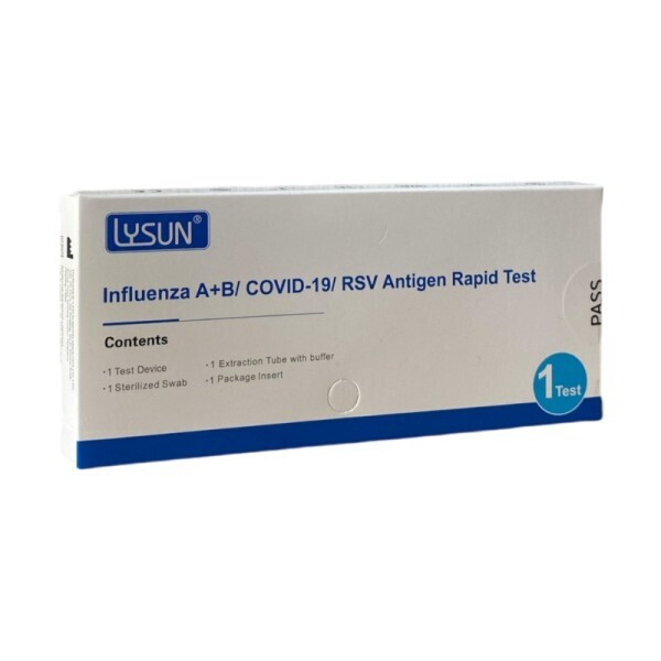 LYSUN - COVID-19 Test Kit Τριπλό Διαγνωστικό Τεστ Covid-19 & Infuenza A/B και RSV 1 τεμάχιο