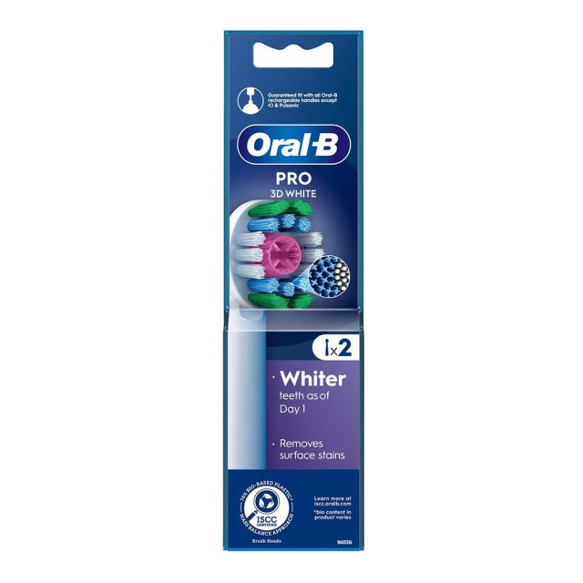 ORAL-B - 3D White Ανταλλακτικές Κεφαλές Ηλεκτρικής Οδοντόβουρτσας 2τμχ