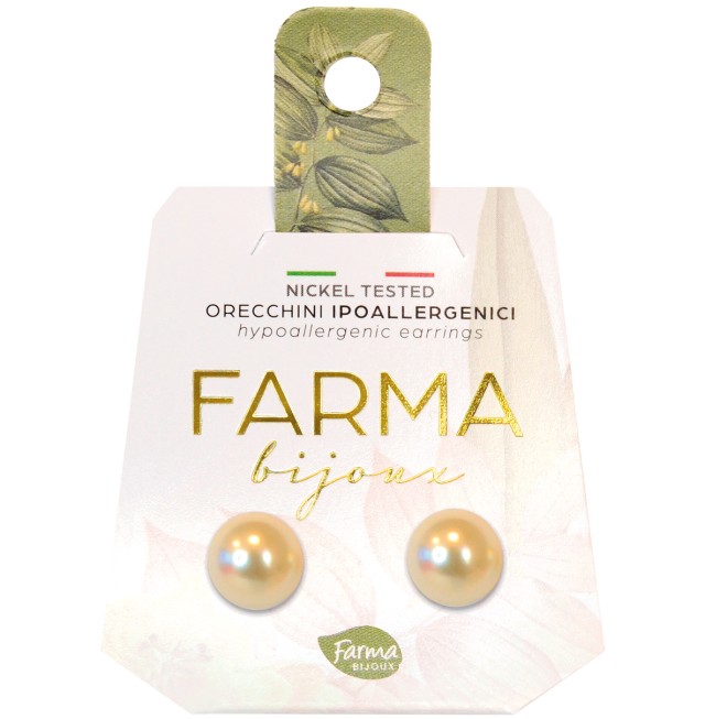 FARMA BIJOUX - Υποαλλεργικά Σκουλαρίκια Cream Perla 8mm (BEP8C41) 1 Ζευγάρι