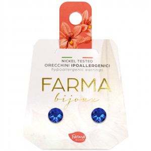 FARMA BIJOUX - Υποαλλεργικά Σκουλαρίκια Κρύσταλλο Σκούρο Μπλε 6,3mm (BE58C48) 1 Ζευγάρι