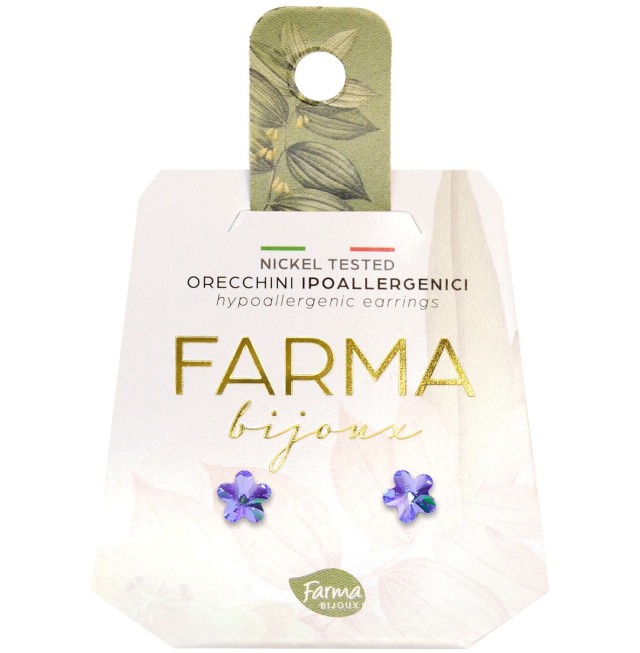 FARMA BIJOUX - Υποαλλεργικά Σκουλαρίκια Λουλούδια Μωβ 6mm (BE210C18) 1 Ζευγάρι