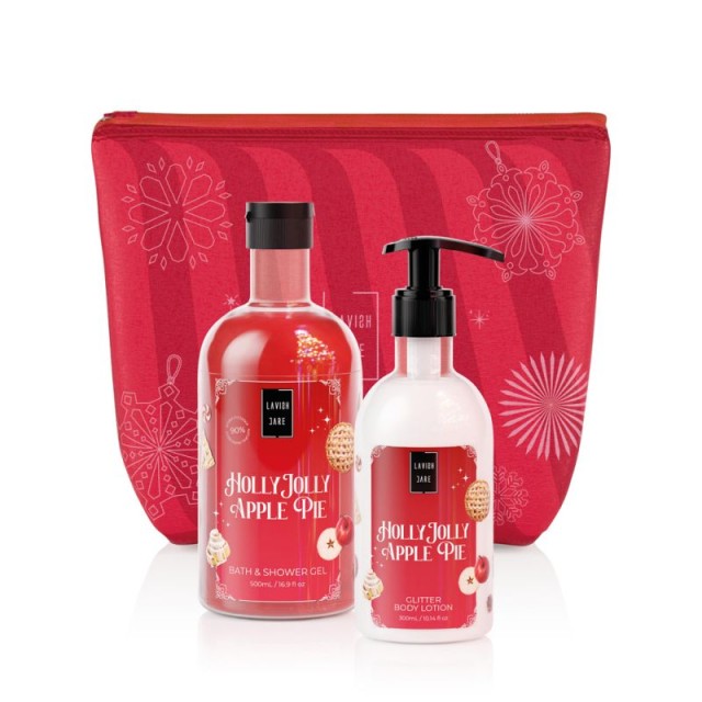 LAVISH CARE - Promo Holly Jolly Apple Pie Bath & Shower Gel Αφρόλουτρο 500ml & Glitter Body Lotion Γαλάκτωμα Σώματος με Άρωμα Μήλου και Κανέλας 300ml