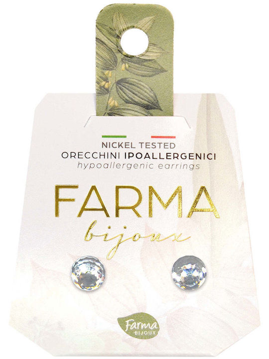 FARMA BIJOUX - Υποαλλεργικά Σκουλαρίκια Σφαίρα Διάφανη (Be101c01) 6mm 1 Ζευγάρι