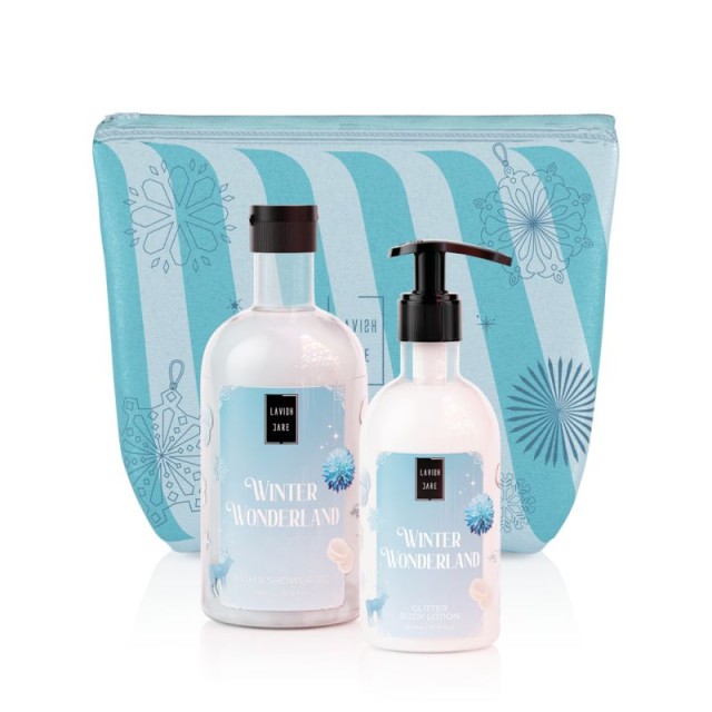 LAVISH CARE - Promo Winter Wonderland Bath & Shower Gel Αφρόλουτρο 500ml & Glitter Body Lotion Γαλάκτωμα Σώματος με Άρωμα από Νότες Κρέμα Βανίλιας, Βρώμης και Σανδαλόξυλου 300ml