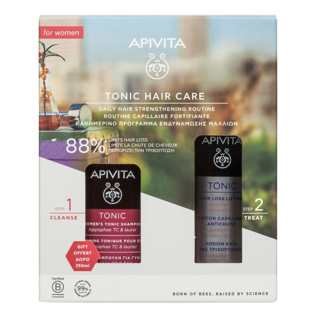APIVITA - Promo Πρόγραμμα Κατά της Γυναικείας Τριχόπτωσης Tonic Hair Loss Lotion 150ml & Δώρο Womens Tonic Shampoo 250ml