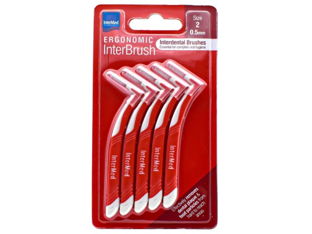 INTERMED - Ergonomic InterBrush Μεσοδόντια Βουρτσάκια 0.5mm Κόκκινο 5τμχ