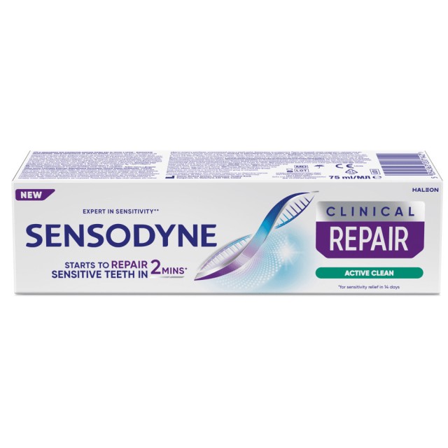 SENSODYNE - Clinical Repair Active Clean Φθοριούχος Οδοντόκρεμα για Αναδόμηση των Ευαίσθητων Δοντιών 75ml