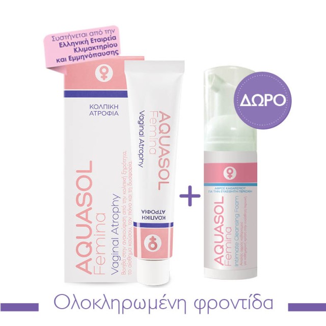 AQUASOL - Femina Vaginal Atrophy 30 ml + Δώρο Aquasol Femina Intimate Cleansing Foam 40 ml