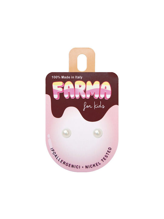 FARMA BIJOUX - Υποαλλεργικά Παιδικά Σκουλαρίκια Kids White Pearl - Λευκή Πέρλα (BEP3C50) 3mm 1 Ζευγάρι