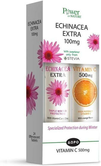 POWER HEALTH - Promo Echinacea Extra με Στέβια 20 Αναβράζοντα Δισκία - Vitamin C 500mg 20 Αναβράζοντα Δισκία