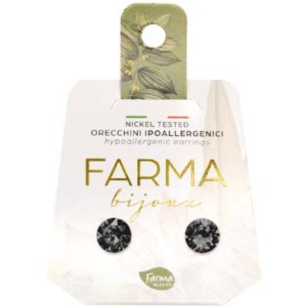 FARMA BIJOUX - Υποαλλεργικά Σκουλαρίκια Κρύσταλλα Μαύρα 7,15mm (BE66C37)  1 Ζευγάρι