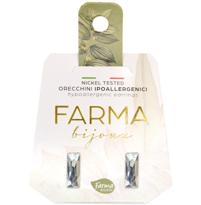 FARMA BIJOUX - Υποαλλεργικά Σκουλαρίκια Κρύσταλλα Baguette12x4mm (16C01)  1 Ζευγάρι