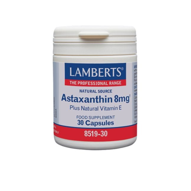 LAMBERTS - Astaxanthin 8mcg Συμπλήρωμα Διατροφής με Ισχυρή Αντιοξειδωτική Δράση 30 κάψουλες