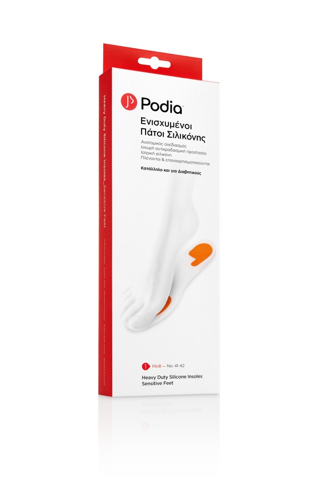 PODIA - Heavy Duty Silicone Insoles sensitive feet Ανατομικοί Πάτοι Σιλικόνης No 37-38 1 Ζευγάρι