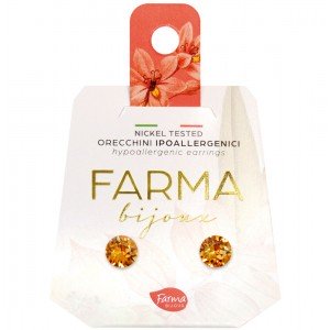 FARMA BIJOUX - Υποαλλεργικά Σκουλαρίκια Κρύσταλλα Χρυσοκίτρινα 6,2mm (BE65C07) 1 Ζευγάρι