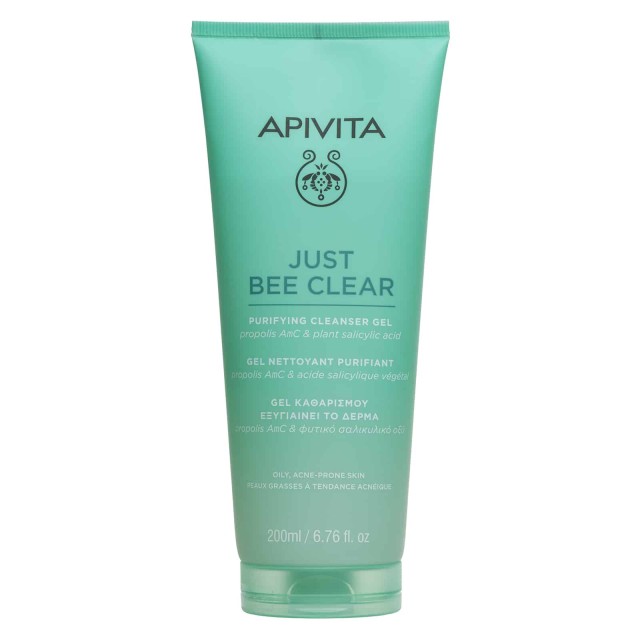 APIVITA - Just Bee Clear Gel Καθαρισμού Εξυγιαίνει το Δέρμα με Propolis AmC & Φυτικό Σαλικυλικό Οξύ 200ml