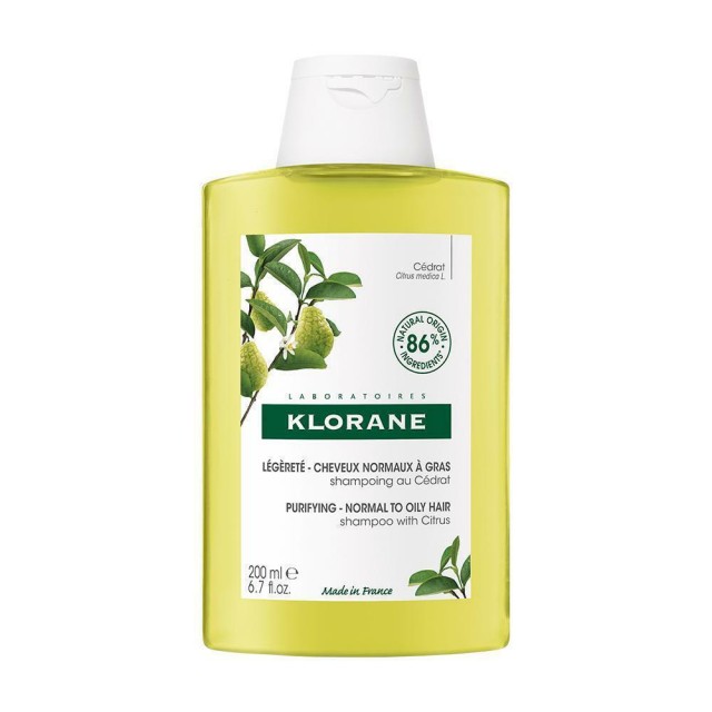 KLORANE - Shampoo with Citrus Σαμπουάν Κίτρο Καθημερινής Χρήσης για Λιπαρά Μαλλιά 200ml