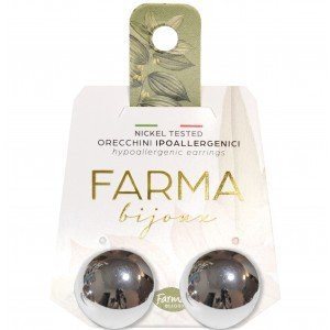 FARMA BIJOUX - Υποαλλεργικά Σκουλαρίκια Ασημί Κουμπί Στρογγυλό 18mm (BEG006) 1 Ζευγάρι