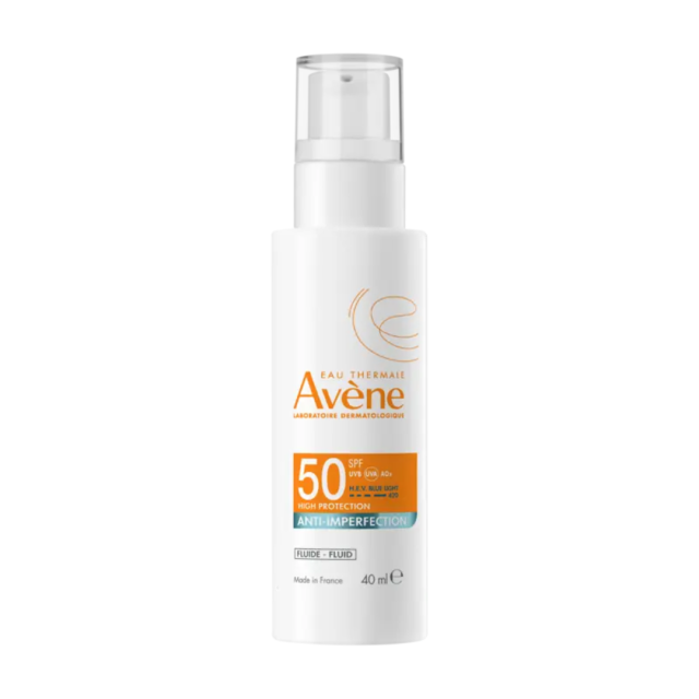 AVENE - Eau Thermale Anti-Imperfection Fluide - Αδιάβροχη Αντηλιακή Λοσιόν Προσώπου κατά των Ατελειών SPF50 40ml