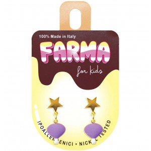 FARMA BIJOUX - Υποαλλεργικά Σκουλαρίκια for Kids Χρυσά Αστέρια Με Μωβ Αερόστατα 20mm (BEPS999) 1 Ζευγάρι