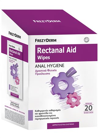 FREZYDERM - Rectanal Aid Wipes Μαντηλάκια Καθαρισμού της Ευαισθητοποιημένης Περιπρωκτικής Περιοχής 20 φακελάκια