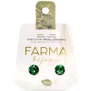 FARMA BIJOUX - Υποαλλεργικά Σκουλαρίκια Κρύσταλλο Σμαραγδί 7,15mm (BE66C15) 1 Ζευγάρι