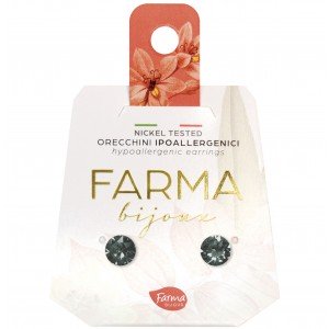 FARMA BIJOUX - Υποαλλεργικά Σκουλαρίκια Κρύσταλλα Γραφίτης 6,2mm (BE65C62) 1 Ζευγάρι