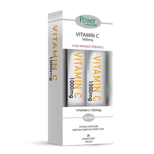 POWER HEALTH - Vitamin C 1000mg Stevia Βιταμίνη C με Στέβια 2Χ20 Αναβράζοντα Δισκία