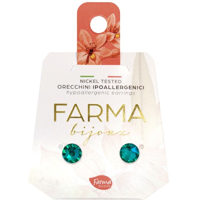 FARMA BIJOUX - Υποαλλεργικά Σκουλαρίκια Κρύσταλλα Τιρκουάζ 6,3mm (BE58C229) 1 Ζευγάρι