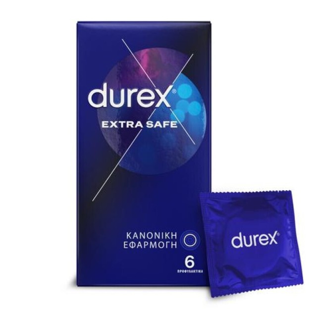 DUREX - Extra Safe Προφυλακτικά με Ελαφρώς Παχύτερα Τοιχώματα για Απόλυτη Ασφάλεια 6τμχ