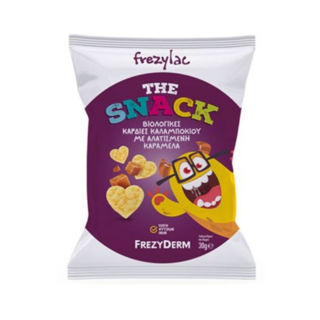 FREZYLAC - The Snack Βιολογικές Καρδιές Καλαμποκιού με Αλατισμένη Καραμέλα 30 gr