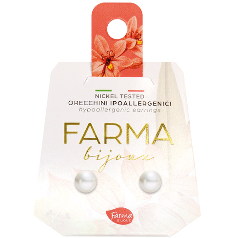 FARMA BIJOUX - Υποαλλεργικά Σκουλαρίκια Πέρλες Λευκές 6mm (BEPP6C50) 1 Ζευγάρι