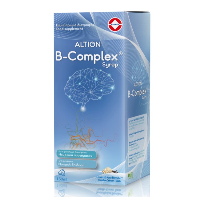 ALTION - B-Complex Syrup Συμπλήρωμα Διατροφής για την Ενίσχυση του Νευρικού Συστήματος με Γεύση Κρέμα Βανίλια 150ml