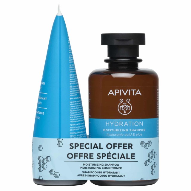 APIVITA - Promo Moisturizing Shampoo Σαμπουάν Ενυδάτωσης 250ml & Conditioner Μαλακτική Κρέμα Ενυδάτωσης 150ml