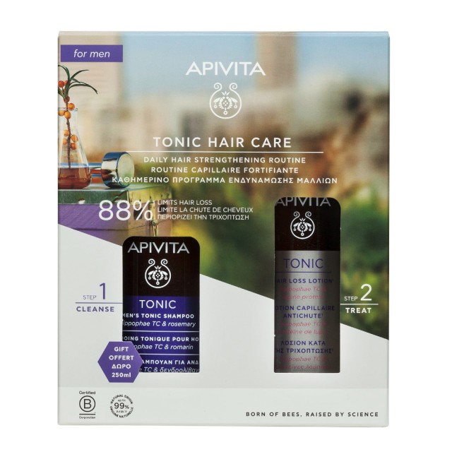 APIVITA - Promo Πρόγραμμα Κατά της Αντρικής Τριχόπτωσης Tonic Hair Loss Lotion 150ml & Δώρο Mens Tonic Shampoo 250ml